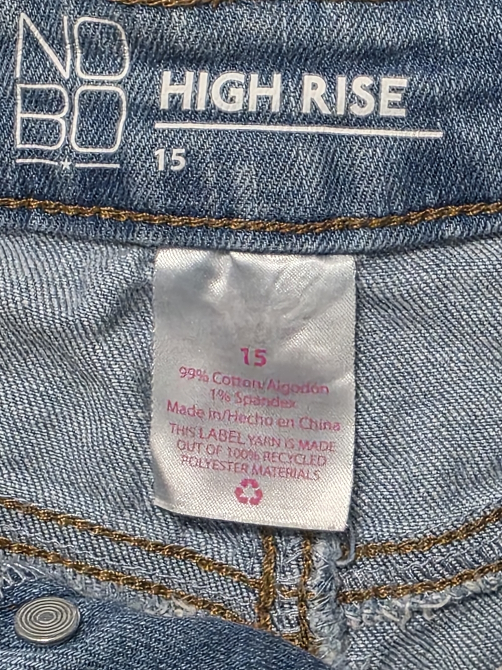 NOBO Light Blue Denim Shorts with Red Rose Appliqué - Picture 5 of 9